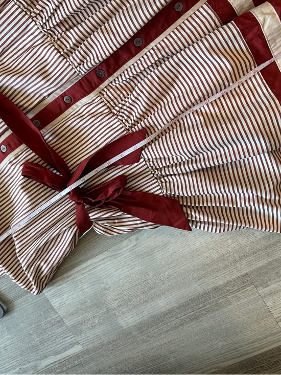 NWT Entro Red and Ivory Striped Belted Shirt Dress - Picture 12 of 13